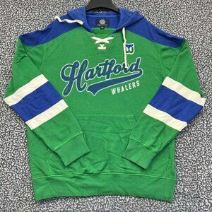 Hartford Whalers Hoodie Men Large Green Blue G-III NHL Pullover Long Sleeve L